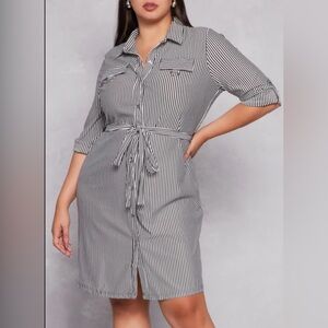 MLLE GABRIELLE Timeless Black White Retro Coquette Stylish Casual Chic Dress SzL